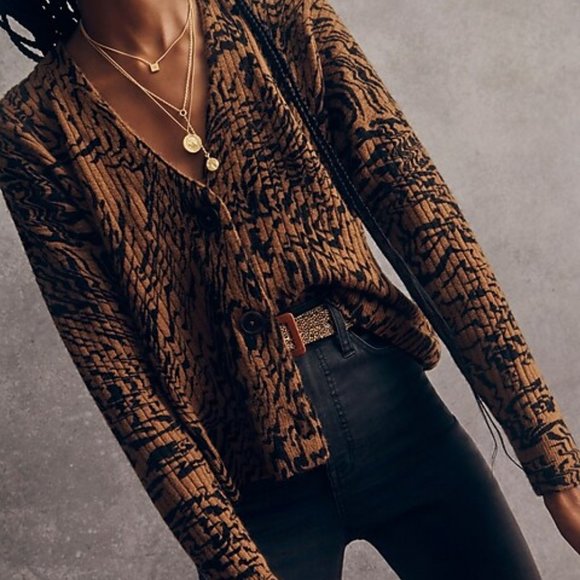 Madewell Tigerized Cameron Ribbed Cardigan Sweater in Coziest Yarn XXS - Picture 2 of 11